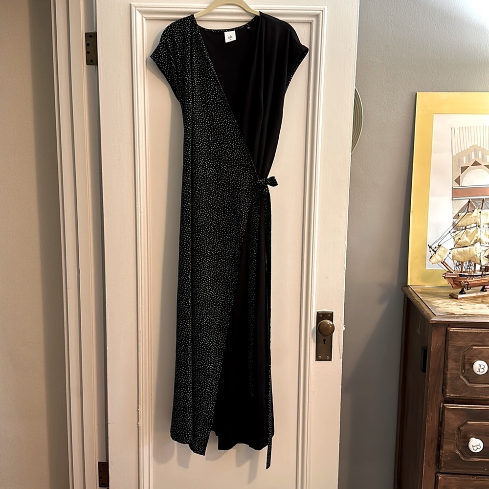 CAbi Black Polkadot Wrap Dress